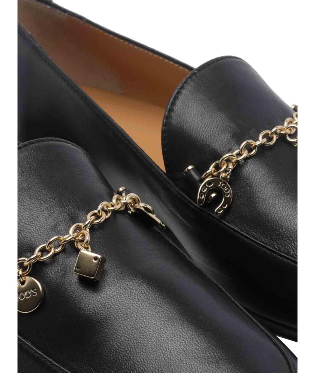 TOD'S Черные кожаные лоферы, фото 4
