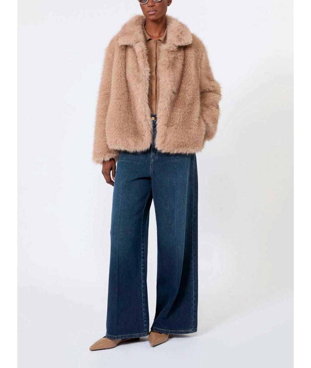 MAX MARA Бежевая полиэстеровая шуба, фото 3