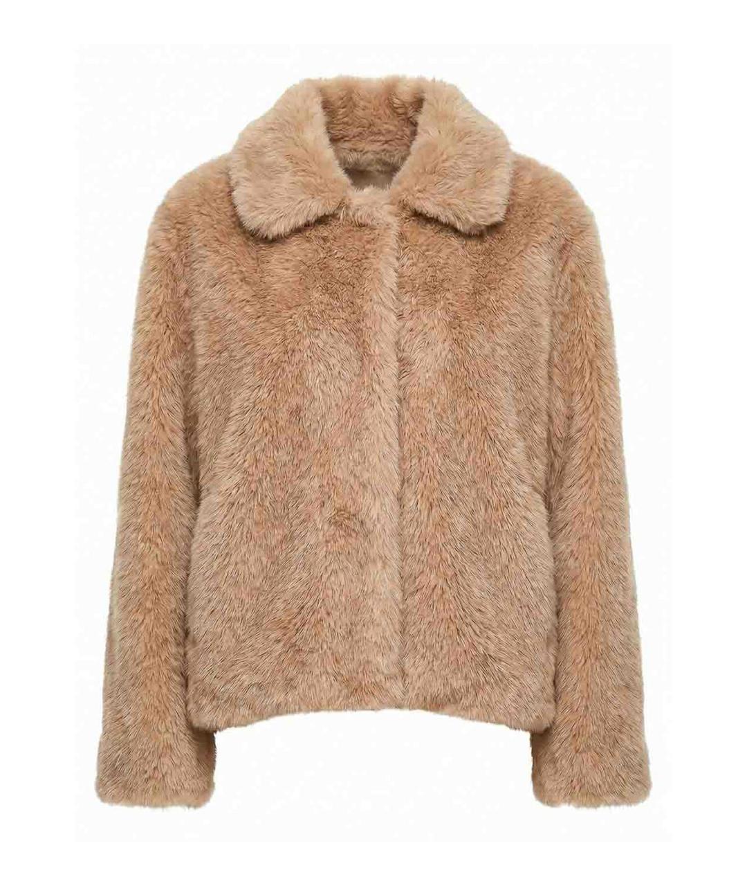 MAX MARA Бежевая полиэстеровая шуба, фото 1