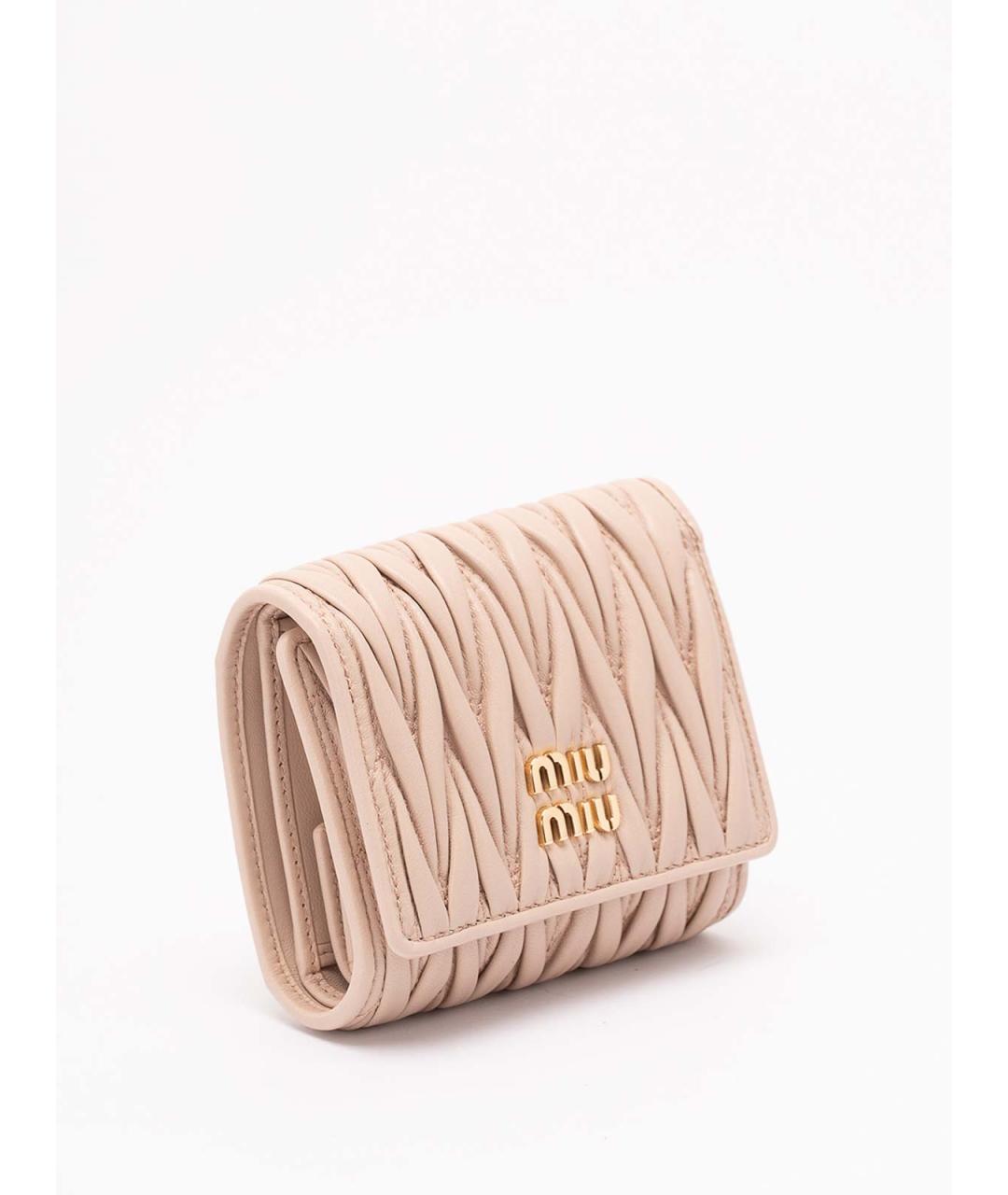 MIU MIU Розовый кожаный кошелек, фото 3