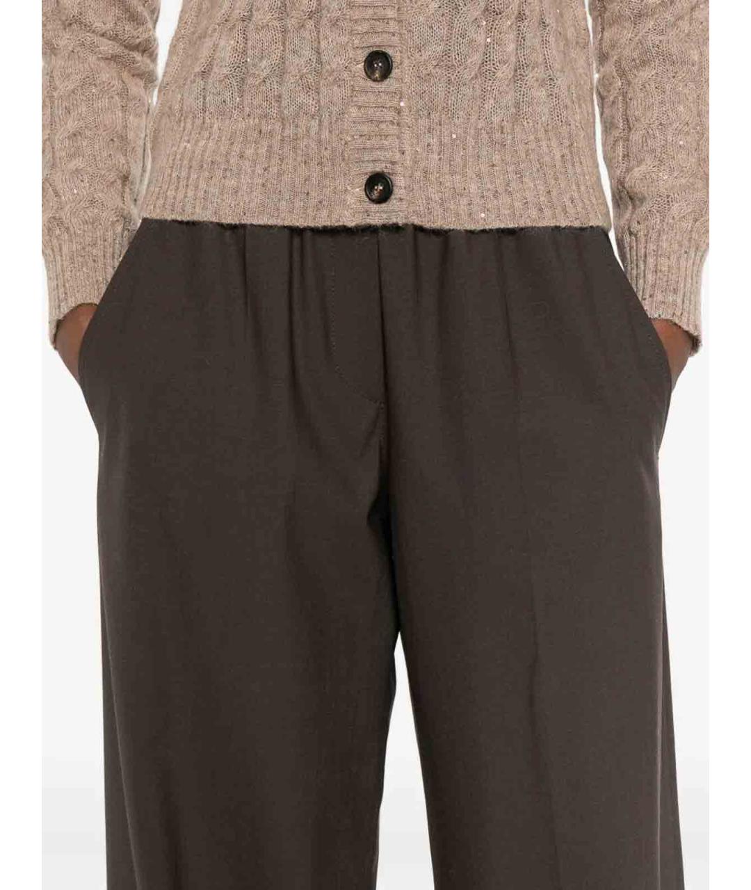 BRUNELLO CUCINELLI Коричневые шерстяные брюки широкие, фото 5