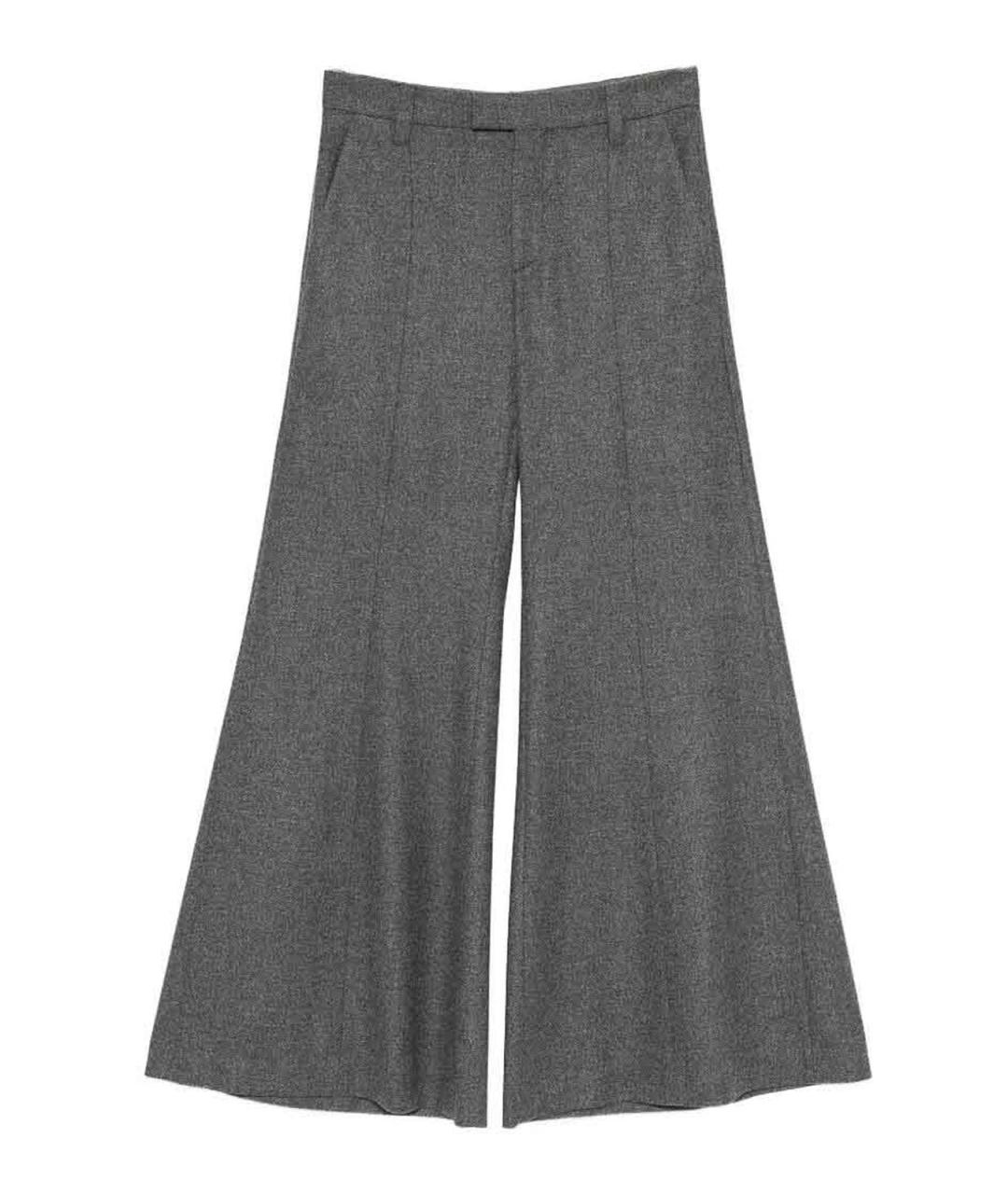 BRUNELLO CUCINELLI Серые шерстяные брюки широкие, фото 1