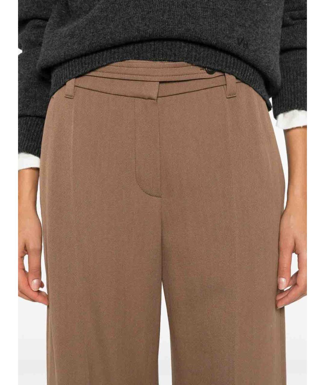 BRUNELLO CUCINELLI Коричневые шерстяные брюки широкие, фото 4