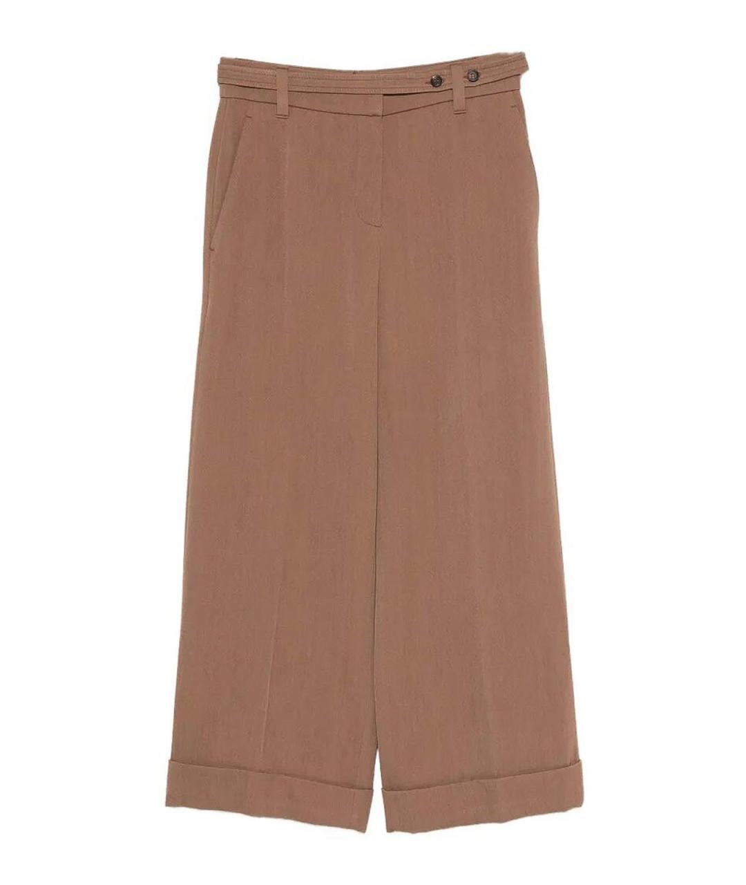 BRUNELLO CUCINELLI Коричневые шерстяные брюки широкие, фото 1