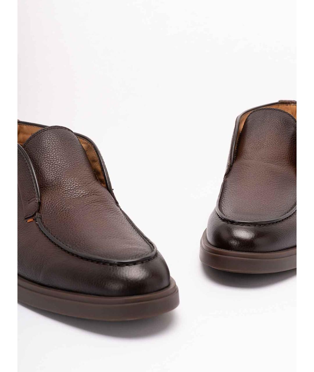 SANTONI Коричневые кожаные лоферы, фото 5