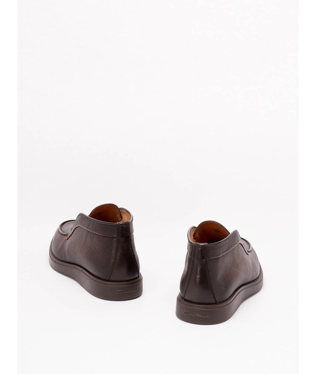 SANTONI Коричневые кожаные лоферы, фото 3