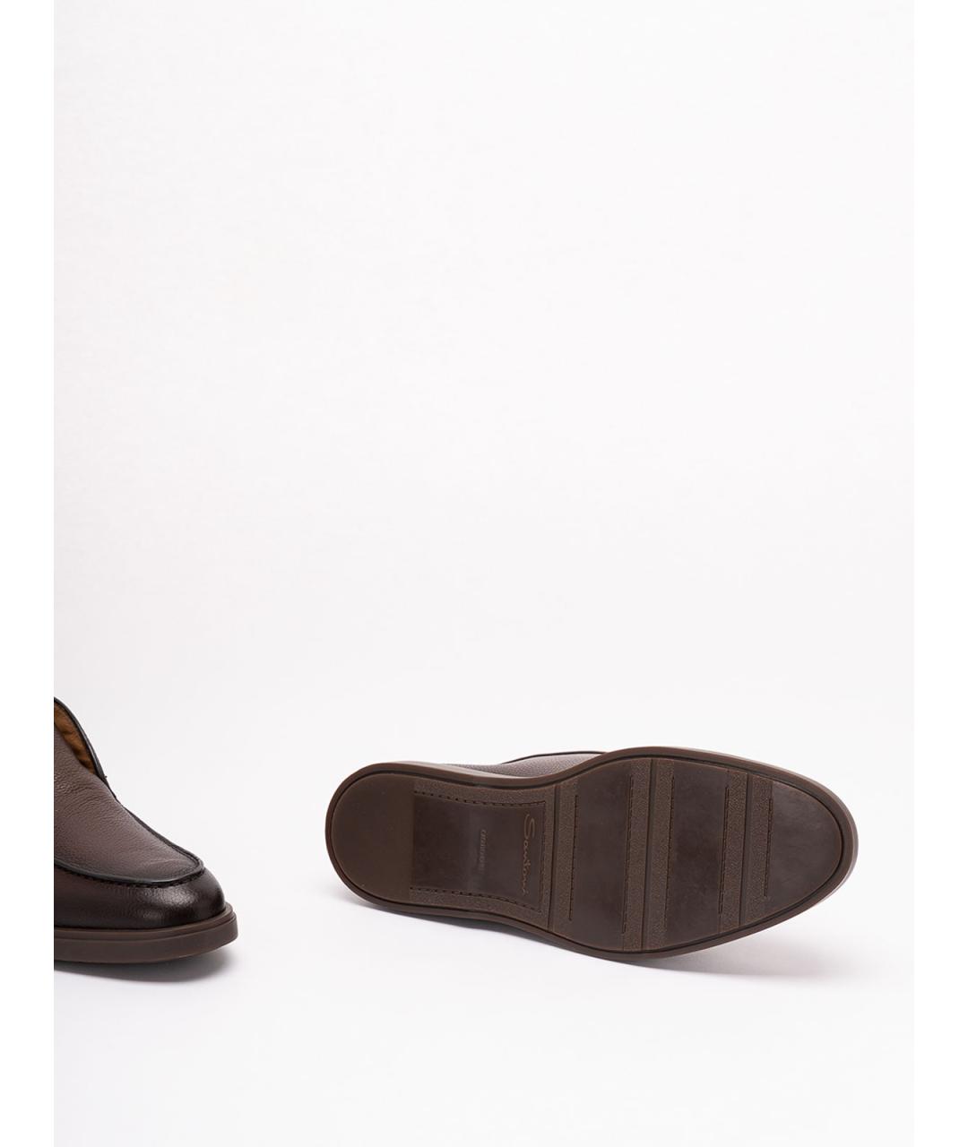 SANTONI Коричневые кожаные лоферы, фото 4