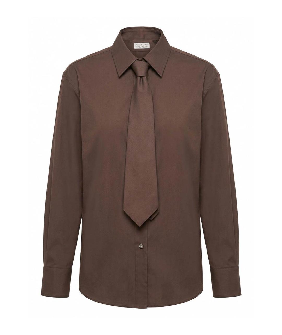 BRUNELLO CUCINELLI Коричневая хлопковая рубашка, фото 1