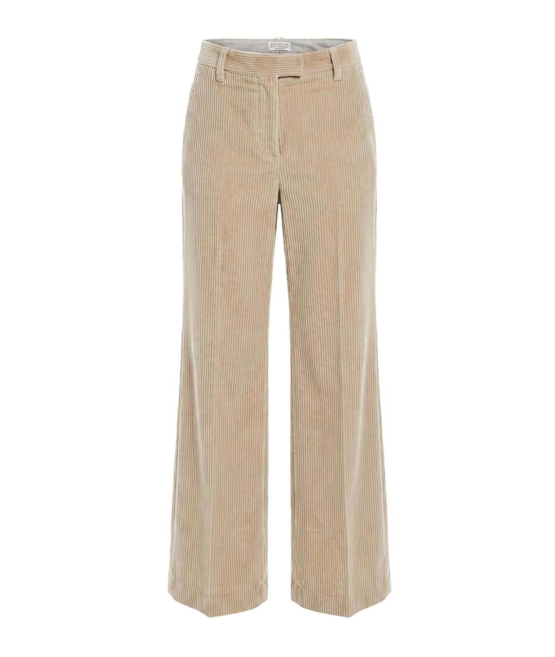 BRUNELLO CUCINELLI Бежевые хлопковые брюки широкие, фото 1