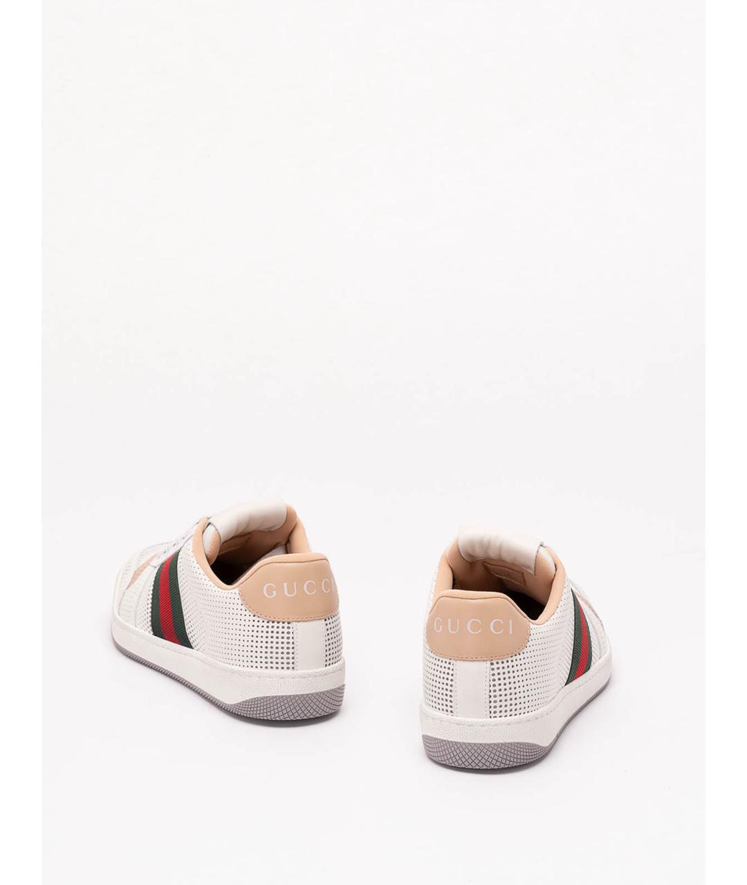 GUCCI Белые кожаные кроссовки, фото 3