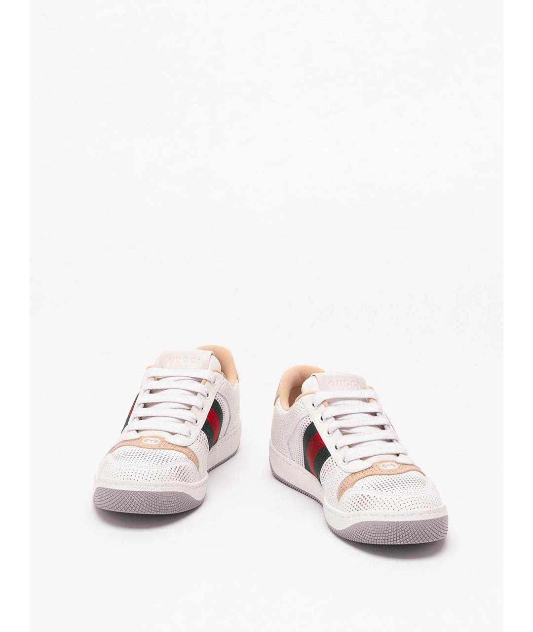 GUCCI Белые кожаные кроссовки, фото 2