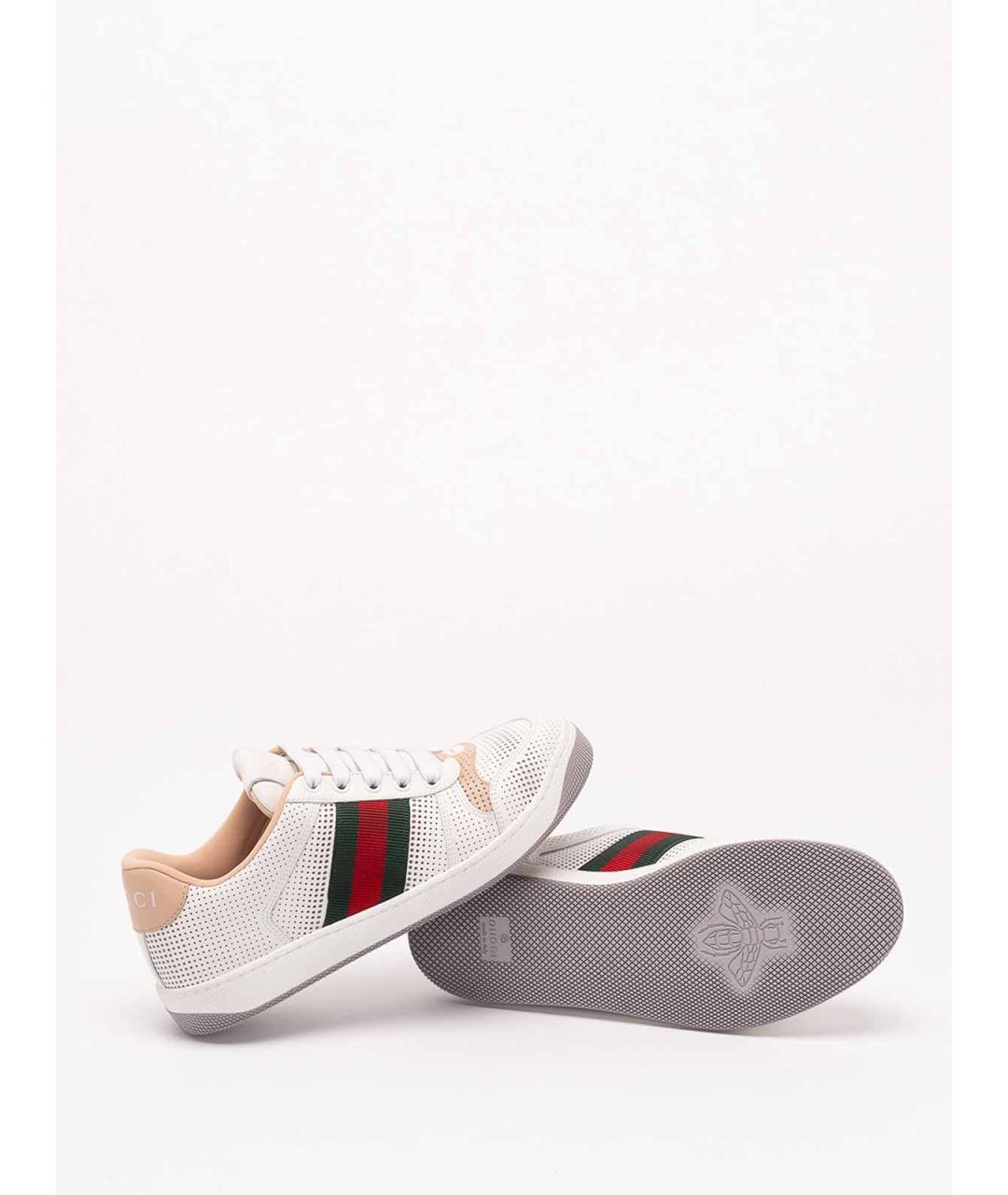 GUCCI Белые кожаные кроссовки, фото 4