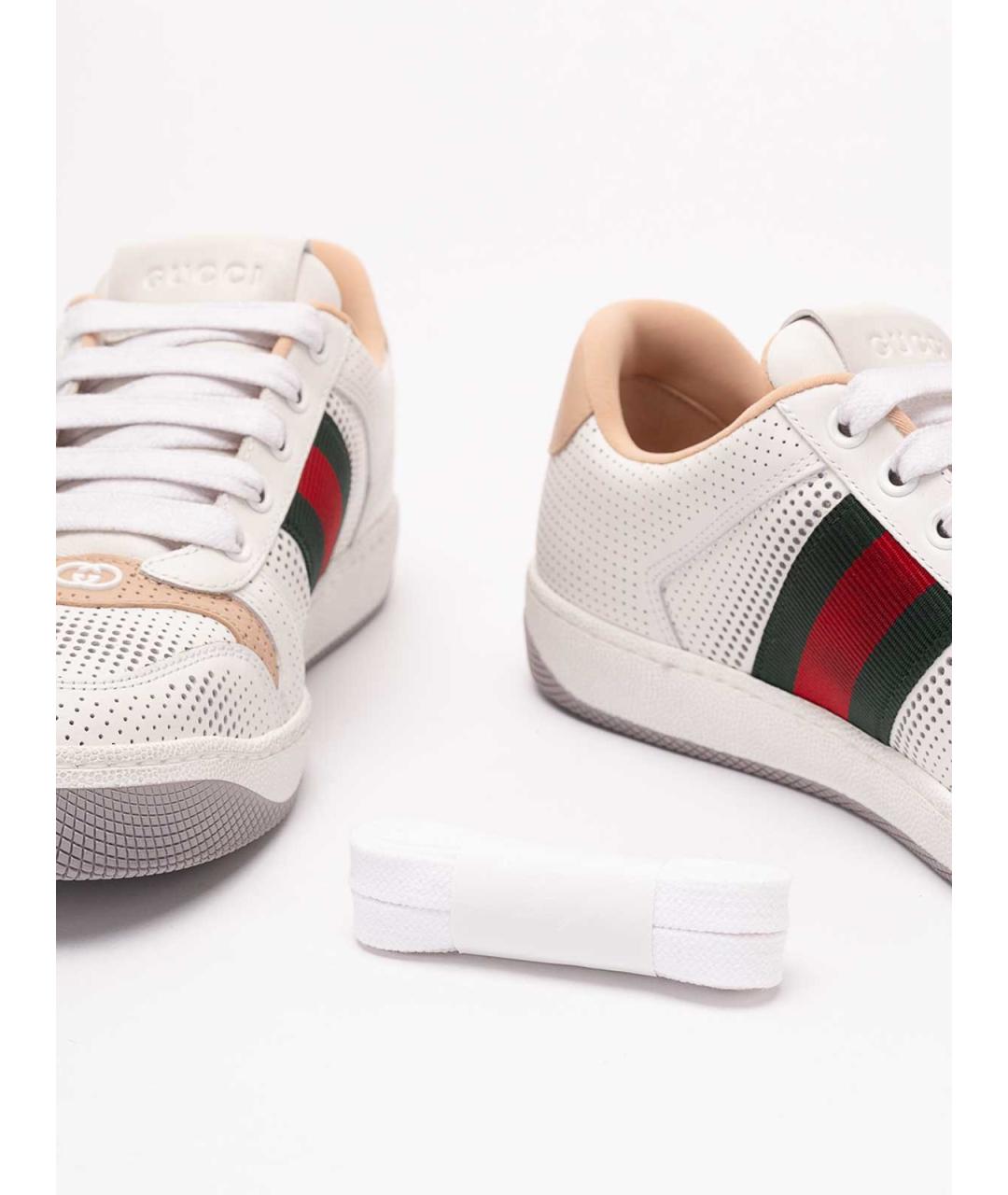 GUCCI Белые кожаные кроссовки, фото 5