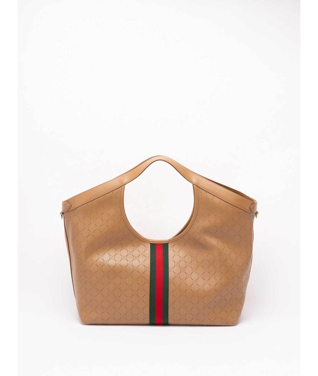 GUCCI Бежевая кожаная сумка тоут, фото 2