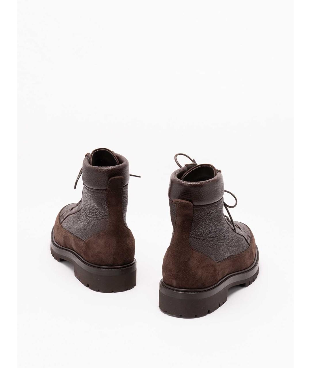 BRUNELLO CUCINELLI Коричневые кожаные высокие ботинки, фото 3