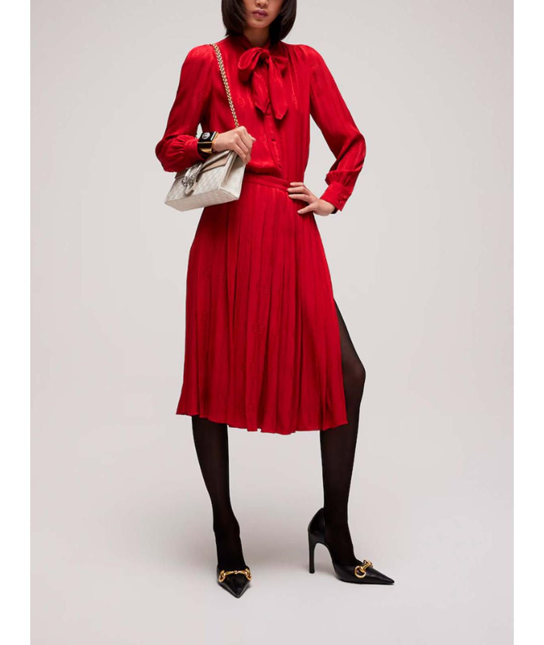 GUCCI Красная шелковая рубашка, фото 2