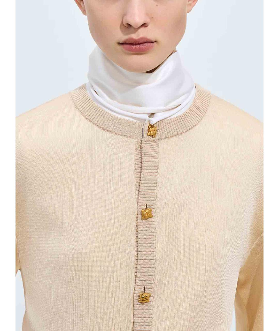 BOTTEGA VENETA Бежевый шелковый кардиган, фото 5