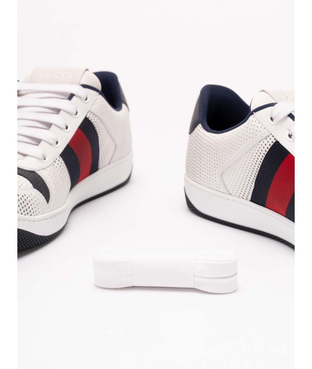 GUCCI Белые кожаные низкие кроссовки / кеды, фото 5