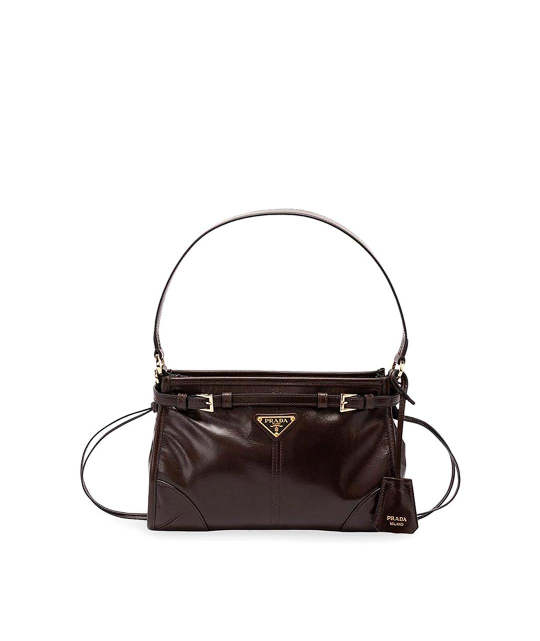 PRADA Коричневая кожаная сумка через плечо, фото 1