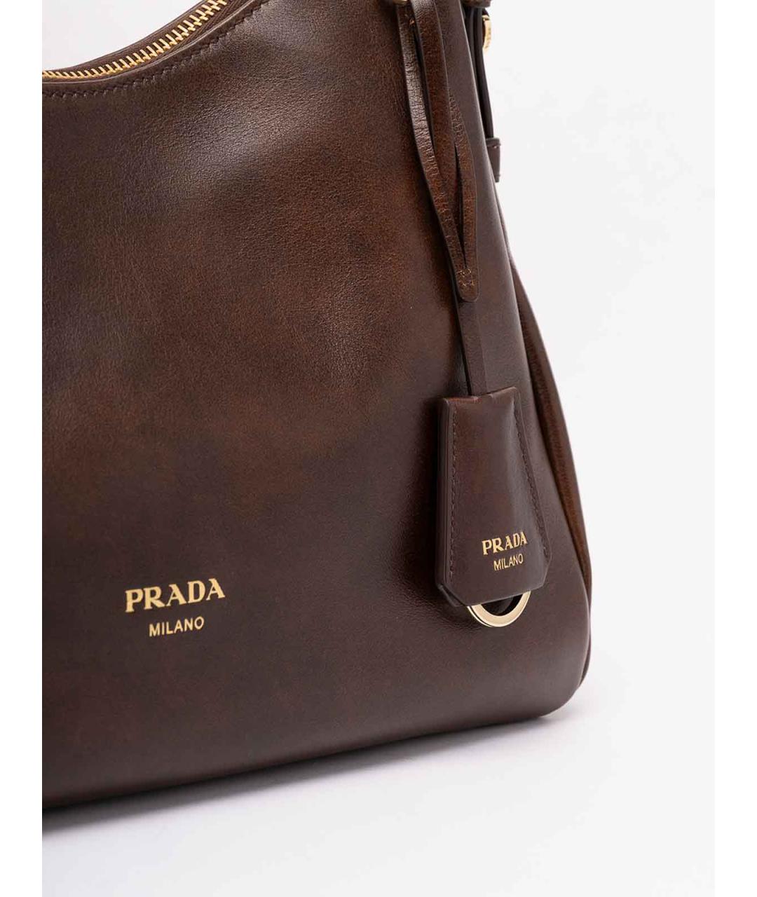 PRADA Коричневая кожаная сумка через плечо, фото 4