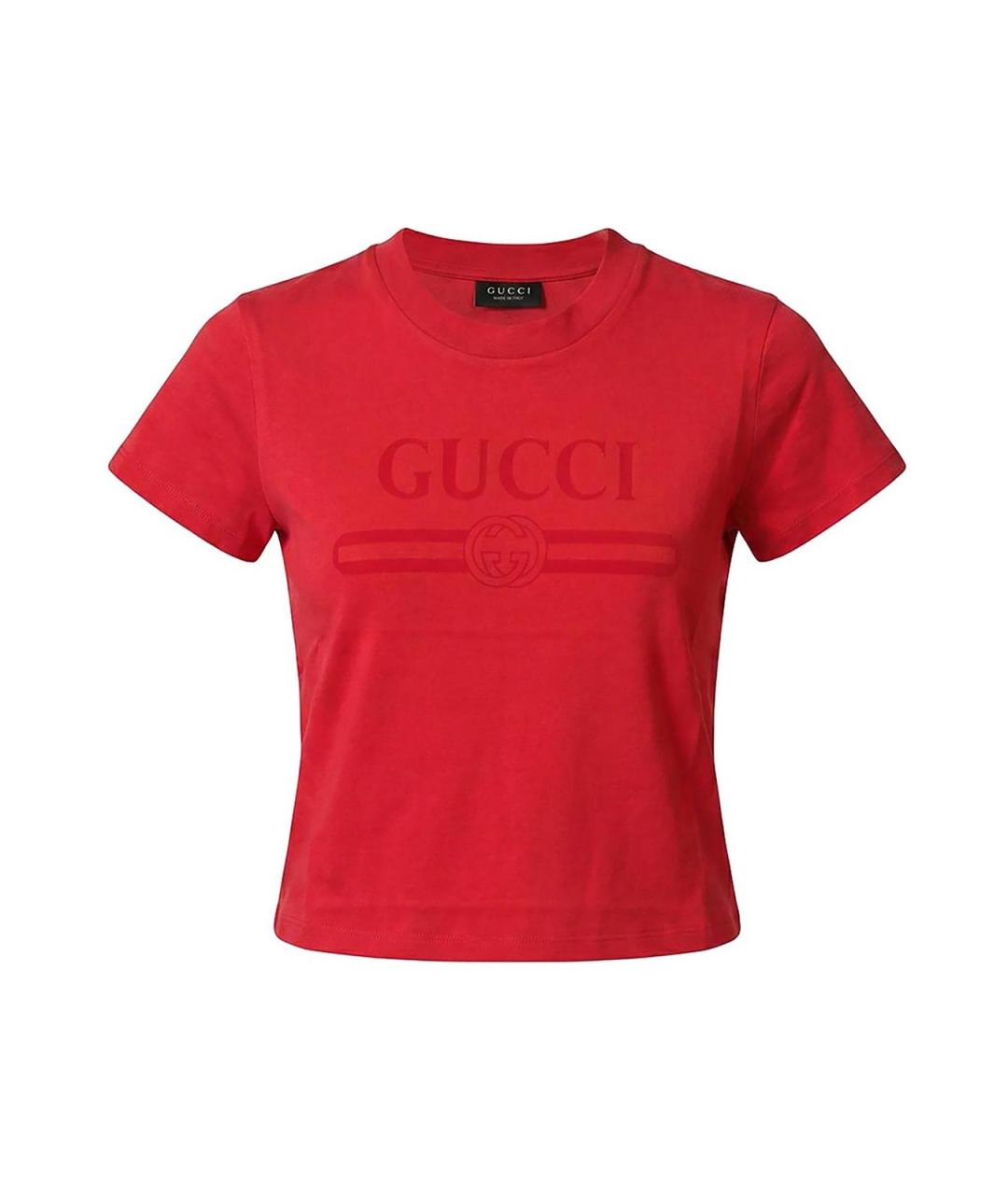 GUCCI Красная хлопковая футболка, фото 1