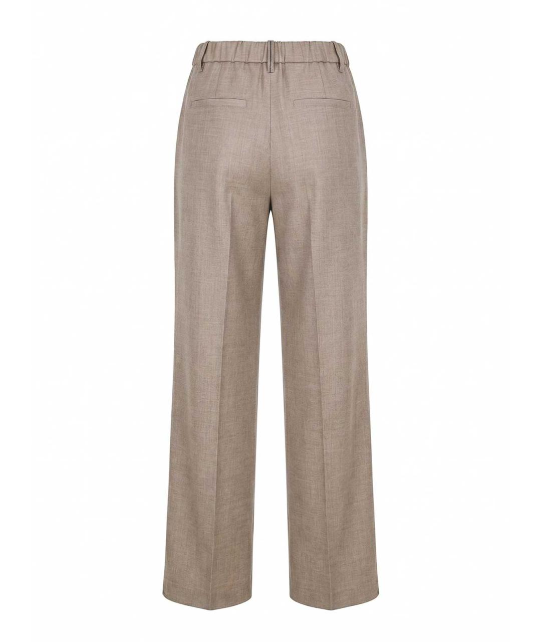 BRUNELLO CUCINELLI Бежевые шерстяные брюки широкие, фото 2