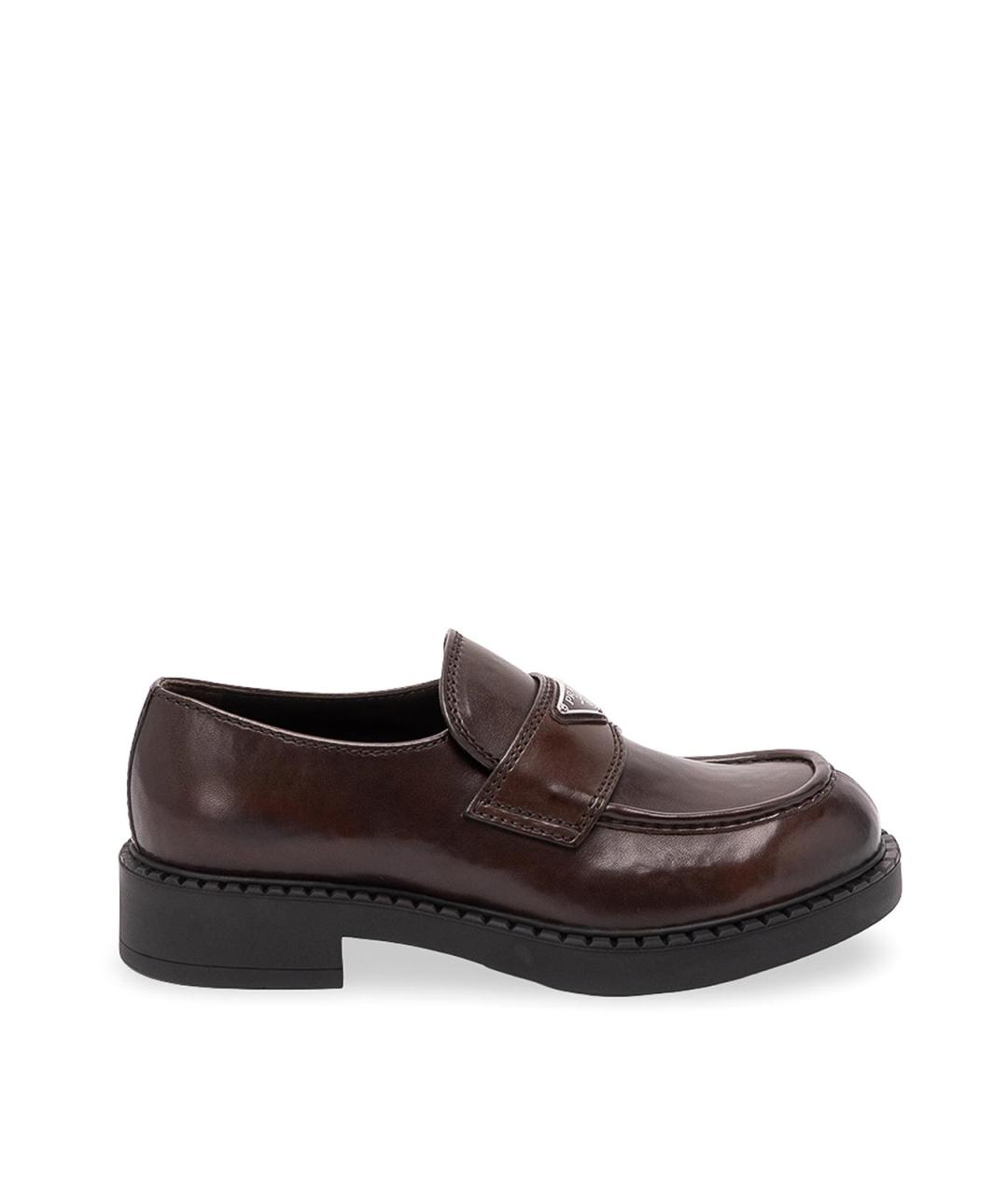 PRADA Коричневые кожаные лоферы, фото 1