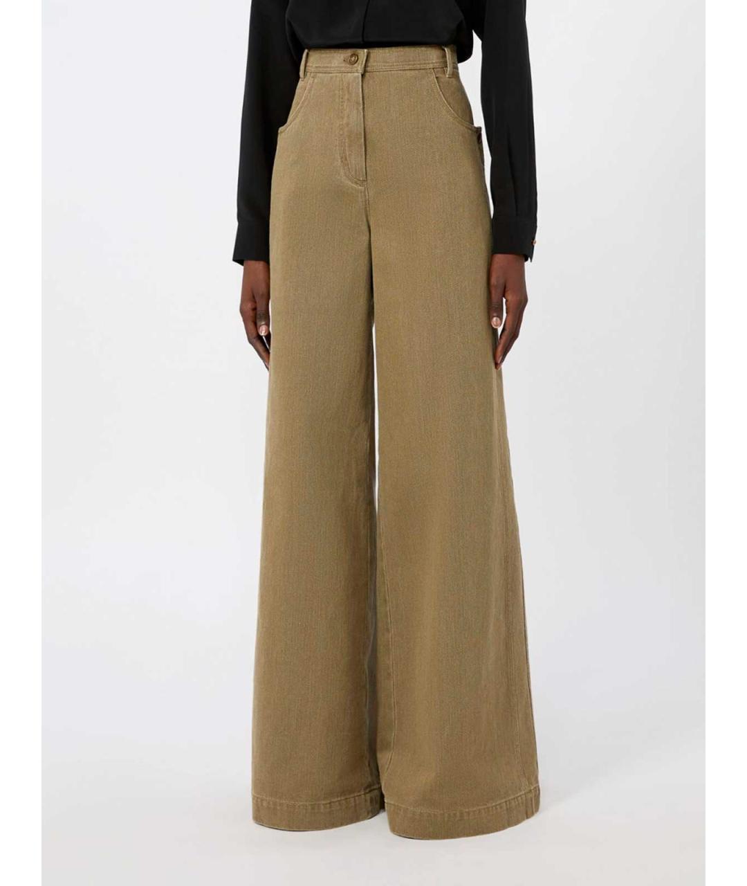 MAX MARA Коричневые хлопковые брюки широкие, фото 4