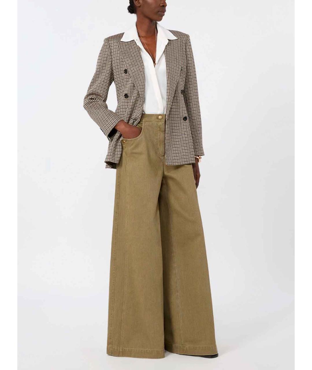 MAX MARA Коричневые хлопковые брюки широкие, фото 3