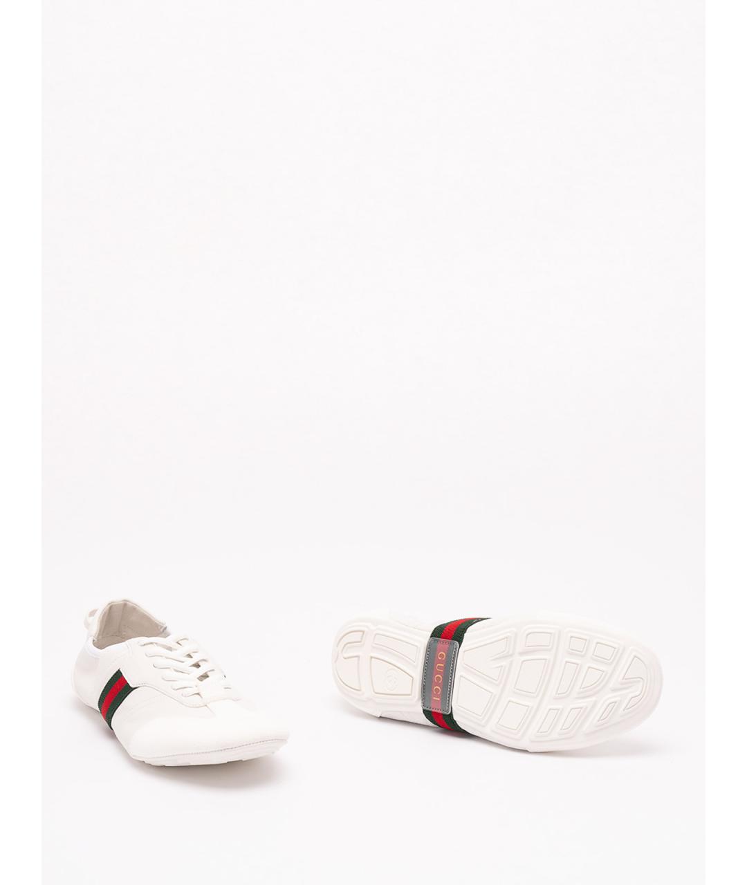 GUCCI Белые кожаные кроссовки, фото 4