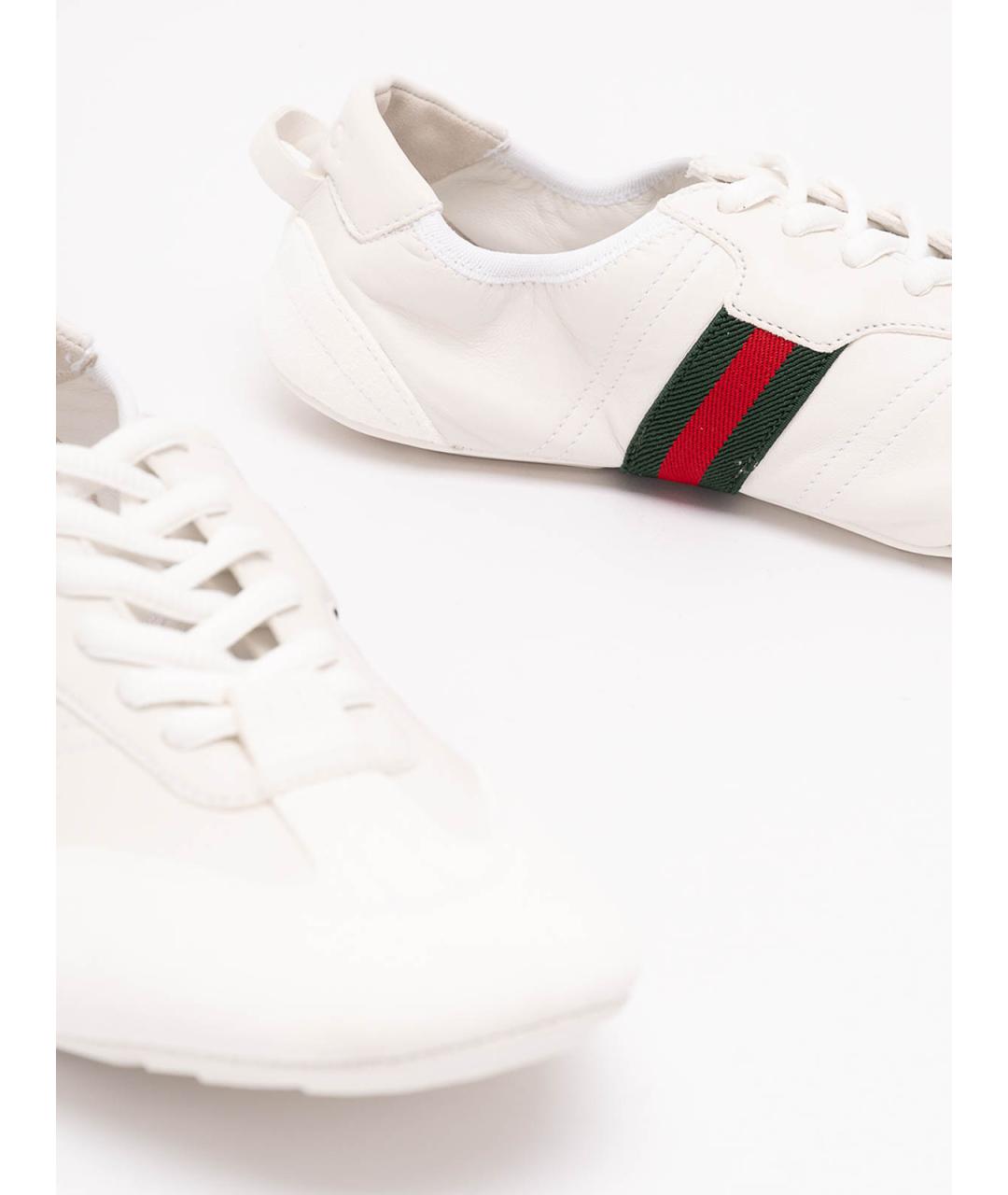 GUCCI Белые кожаные кроссовки, фото 5