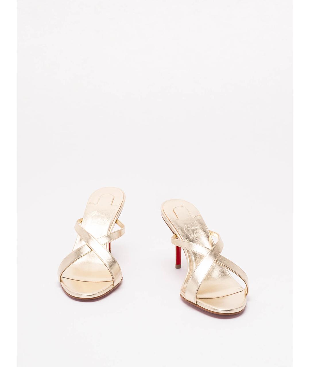 CHRISTIAN LOUBOUTIN Бежевые кожаные сандалии, фото 2
