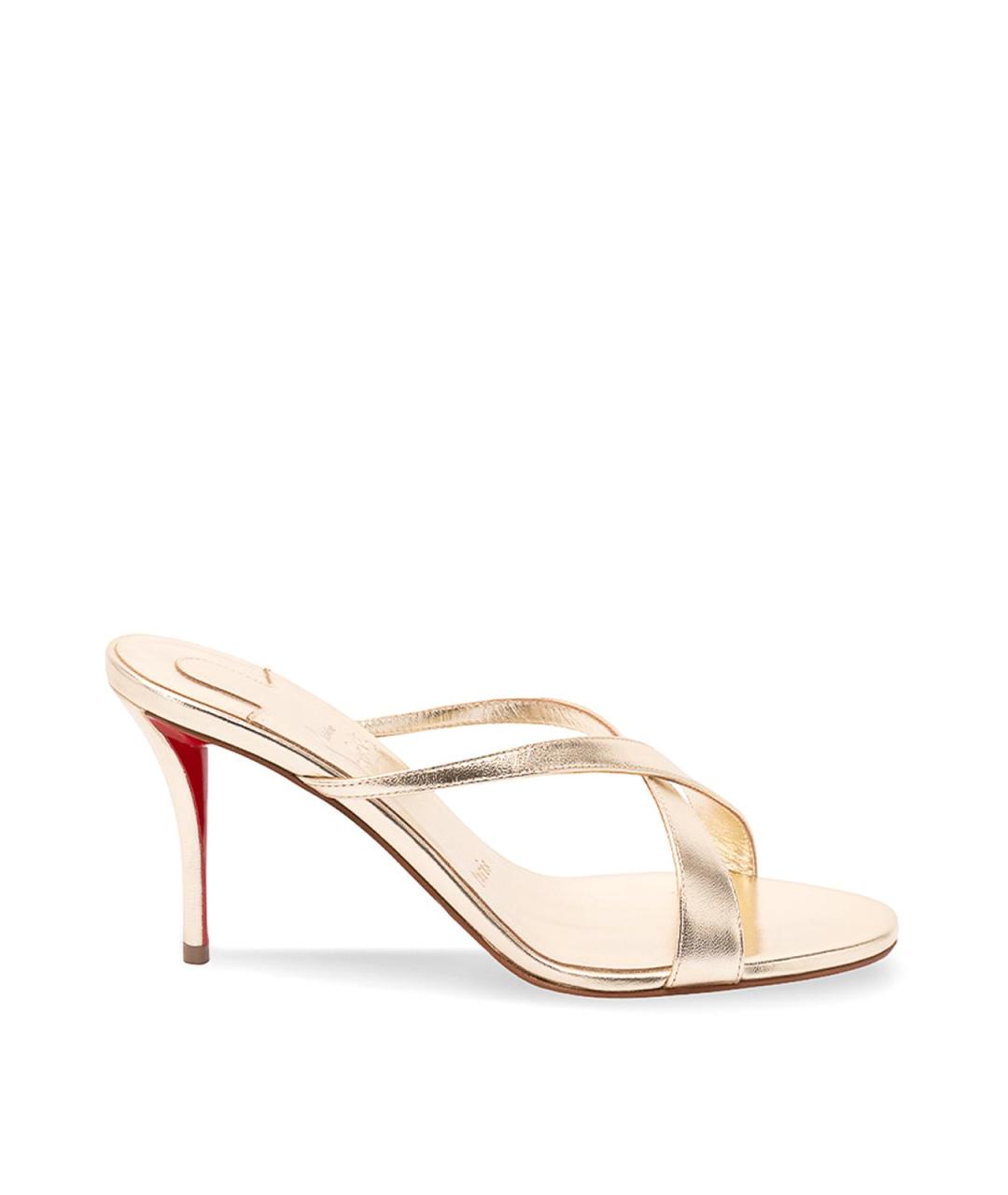 CHRISTIAN LOUBOUTIN Бежевые кожаные сандалии, фото 1