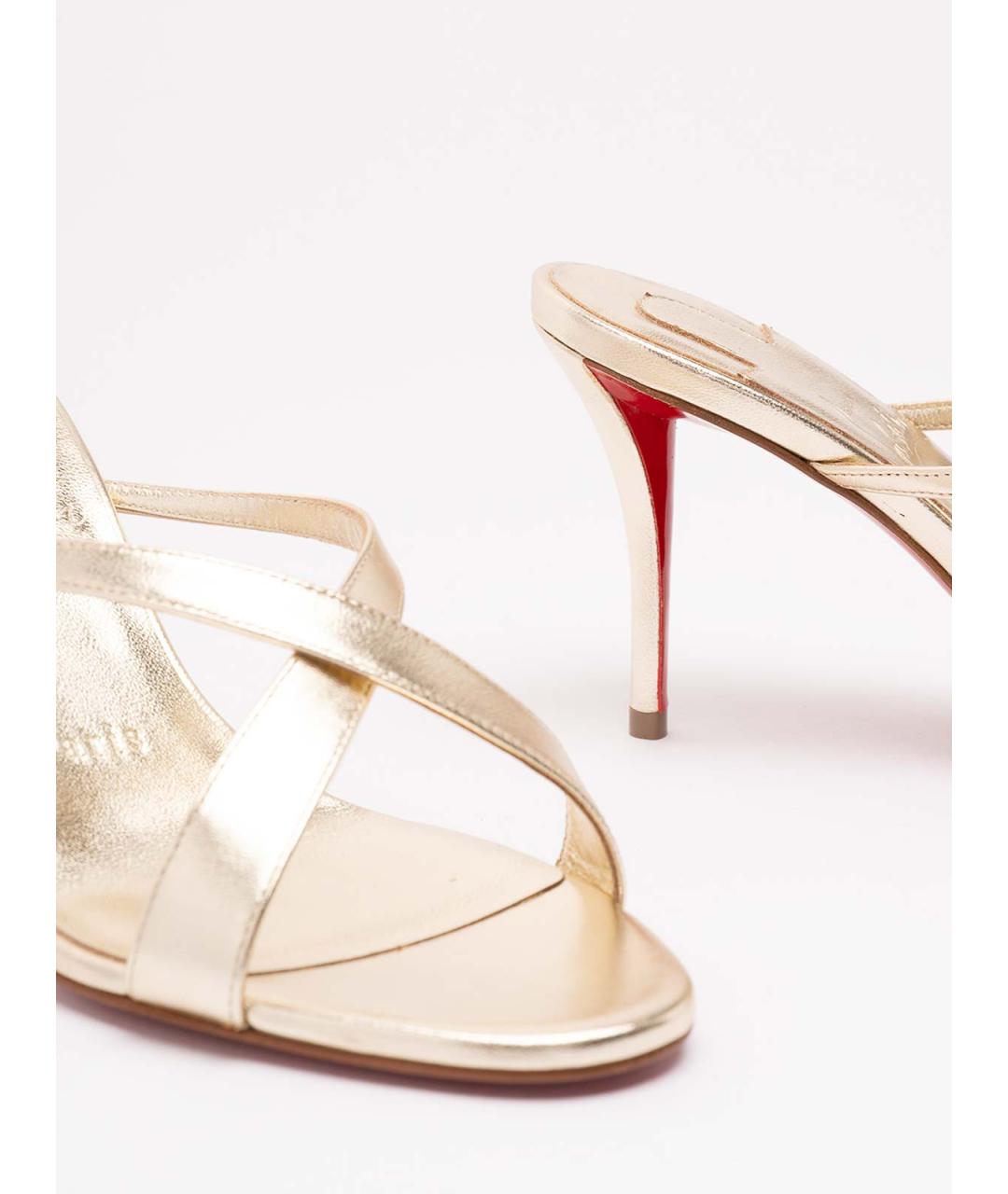 CHRISTIAN LOUBOUTIN Бежевые кожаные сандалии, фото 5