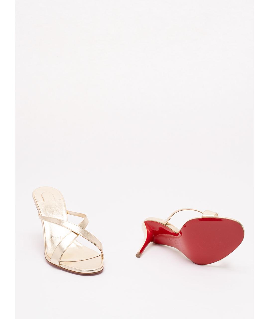 CHRISTIAN LOUBOUTIN Бежевые кожаные сандалии, фото 4