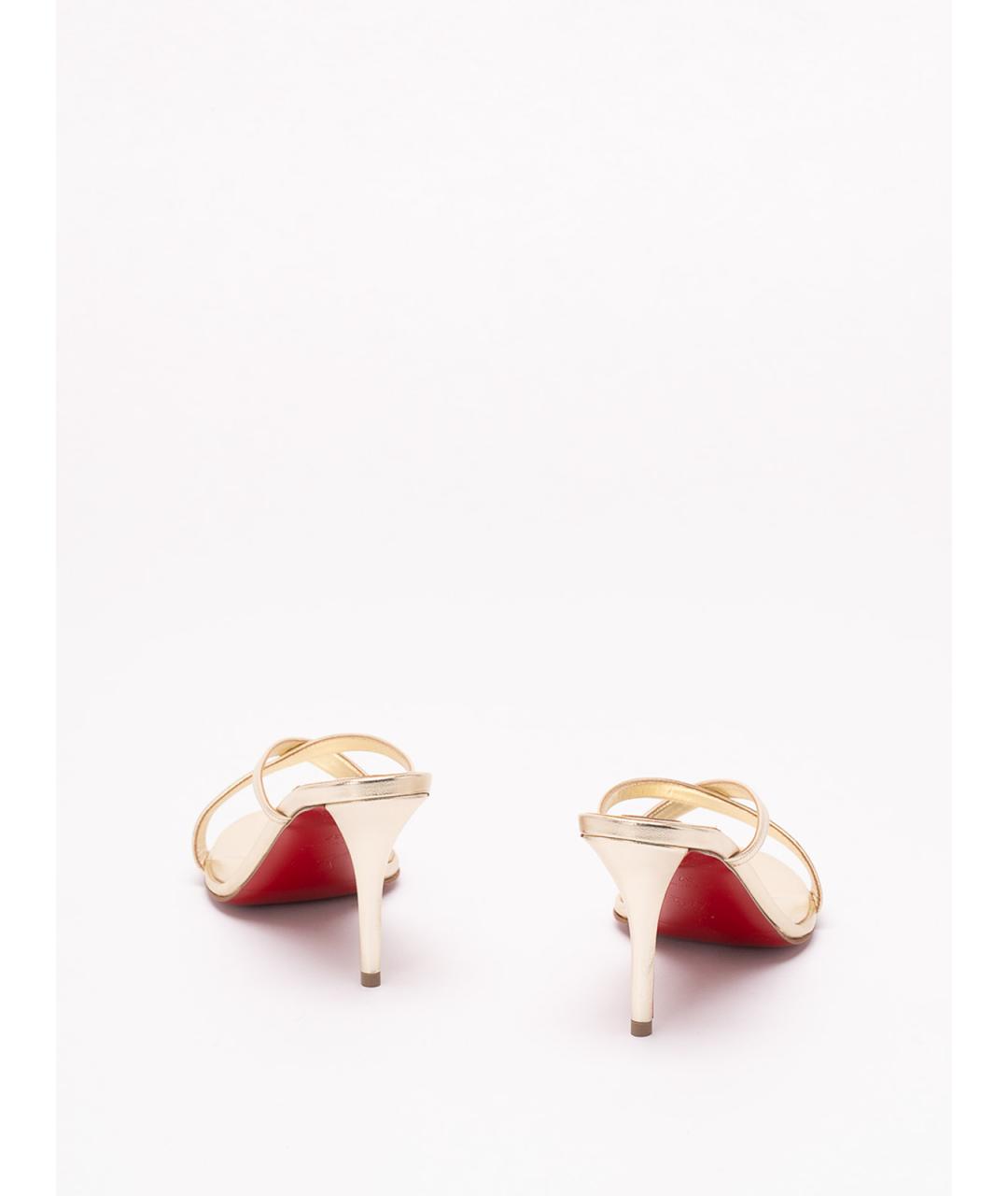 CHRISTIAN LOUBOUTIN Бежевые кожаные сандалии, фото 3