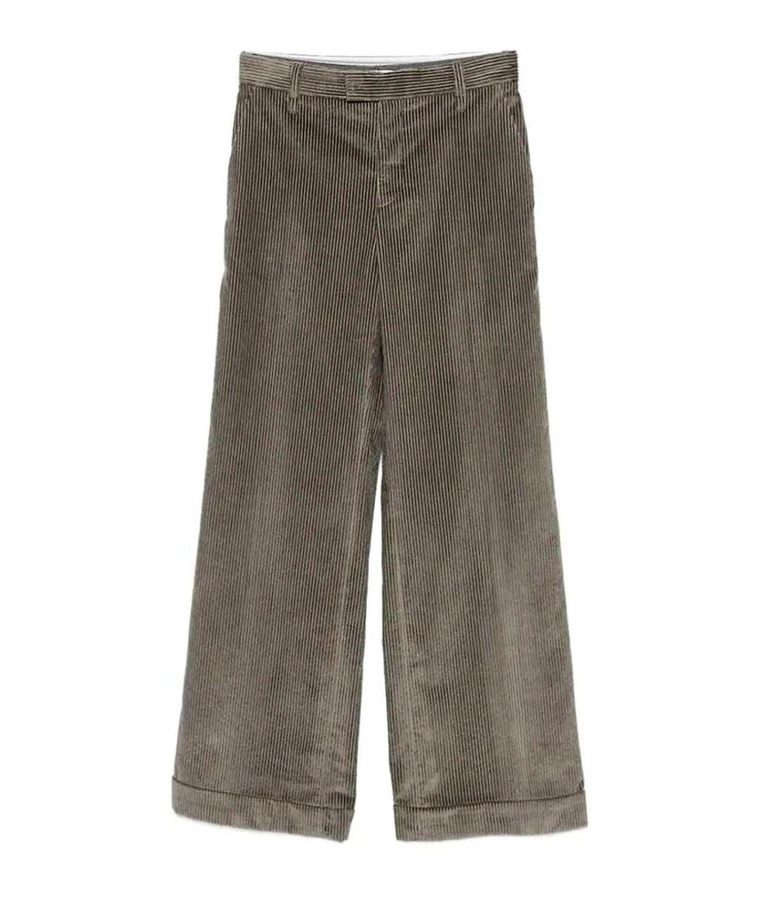 BRUNELLO CUCINELLI Серые хлопковые брюки широкие, фото 1