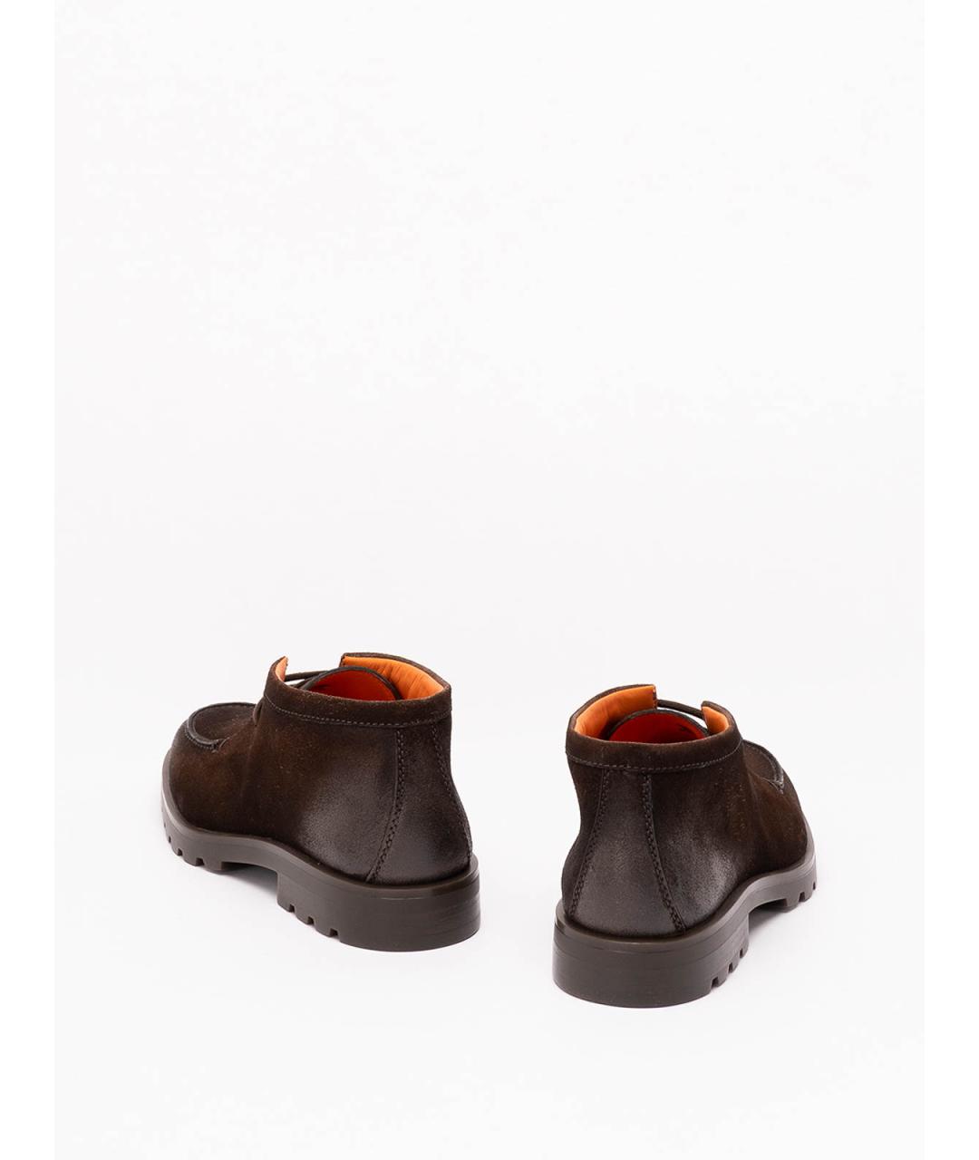 SANTONI Коричневые кожаные высокие ботинки, фото 3