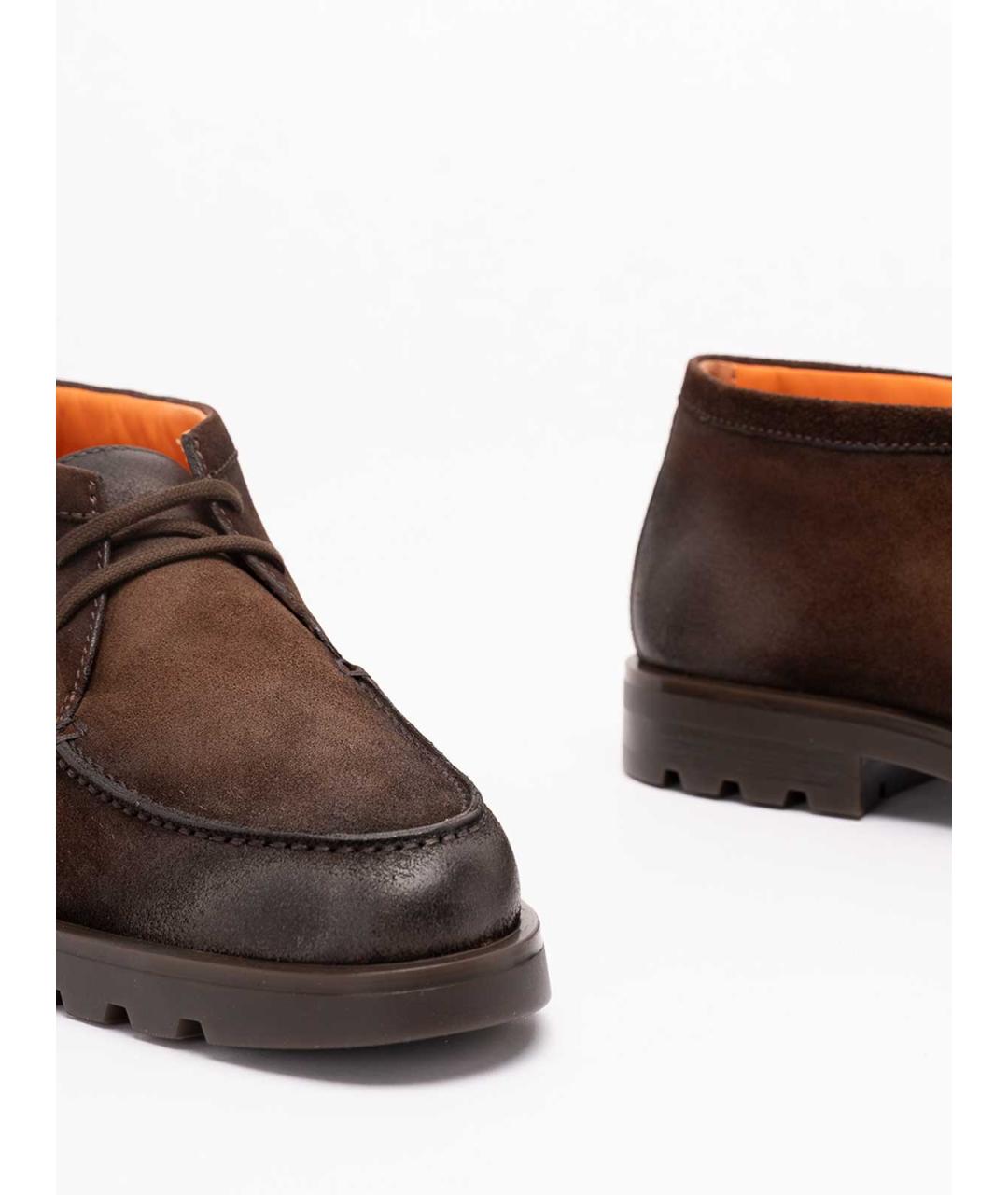 SANTONI Коричневые кожаные высокие ботинки, фото 5