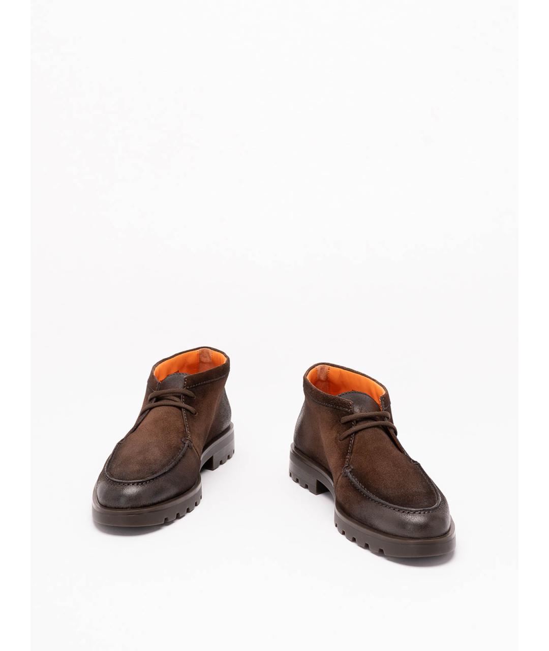 SANTONI Коричневые кожаные высокие ботинки, фото 2
