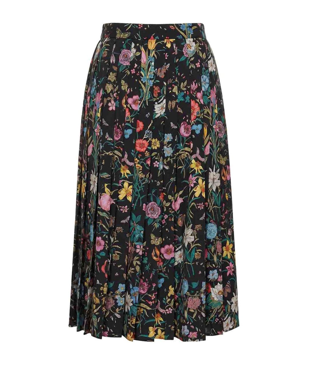 GUCCI Мульти шелковая юбка миди, фото 1