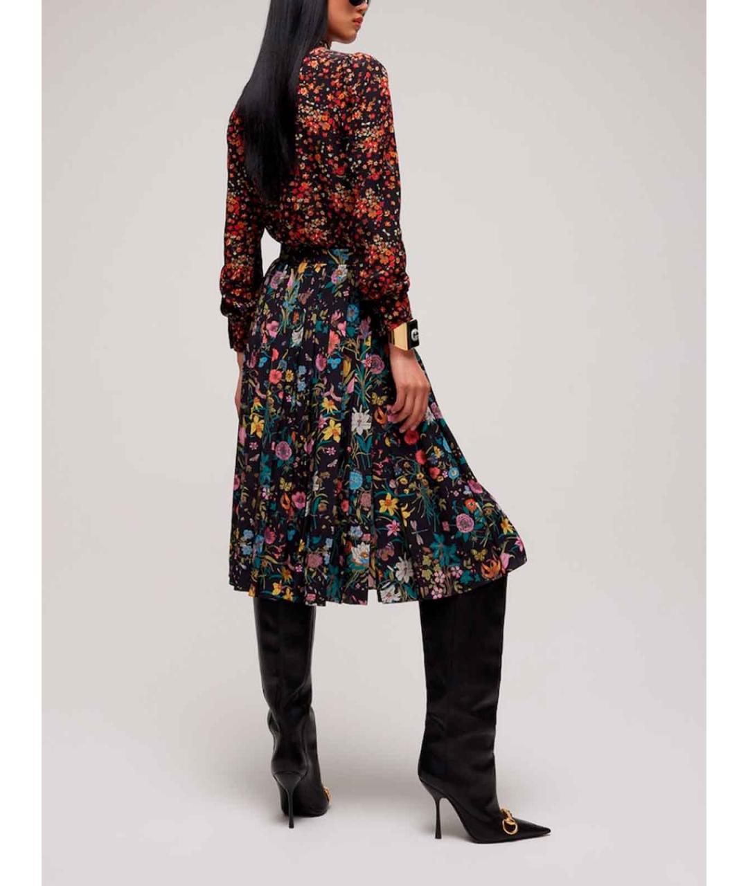 GUCCI Мульти шелковая юбка миди, фото 3