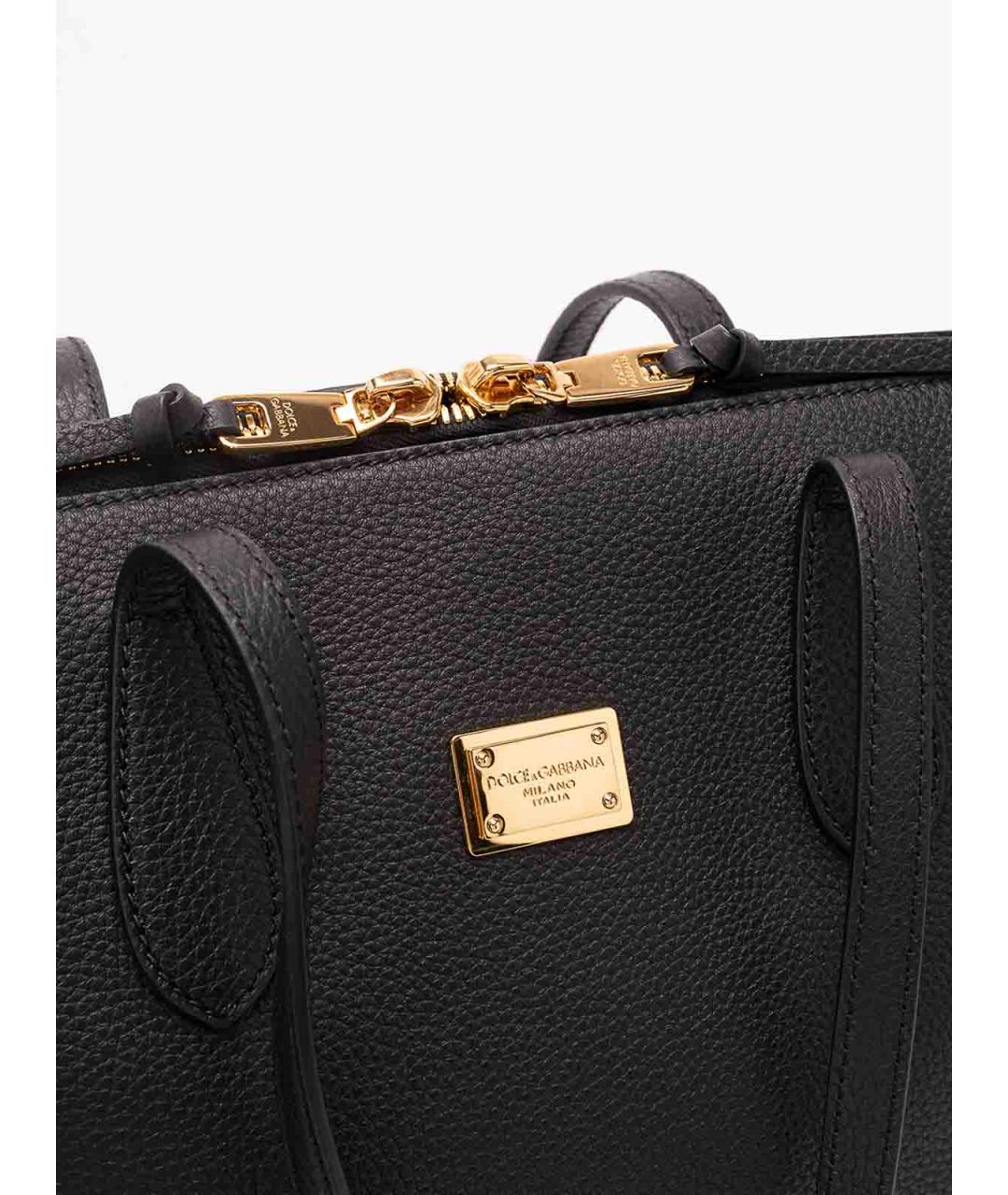 DOLCE&GABBANA Черная кожаная сумка тоут, фото 5