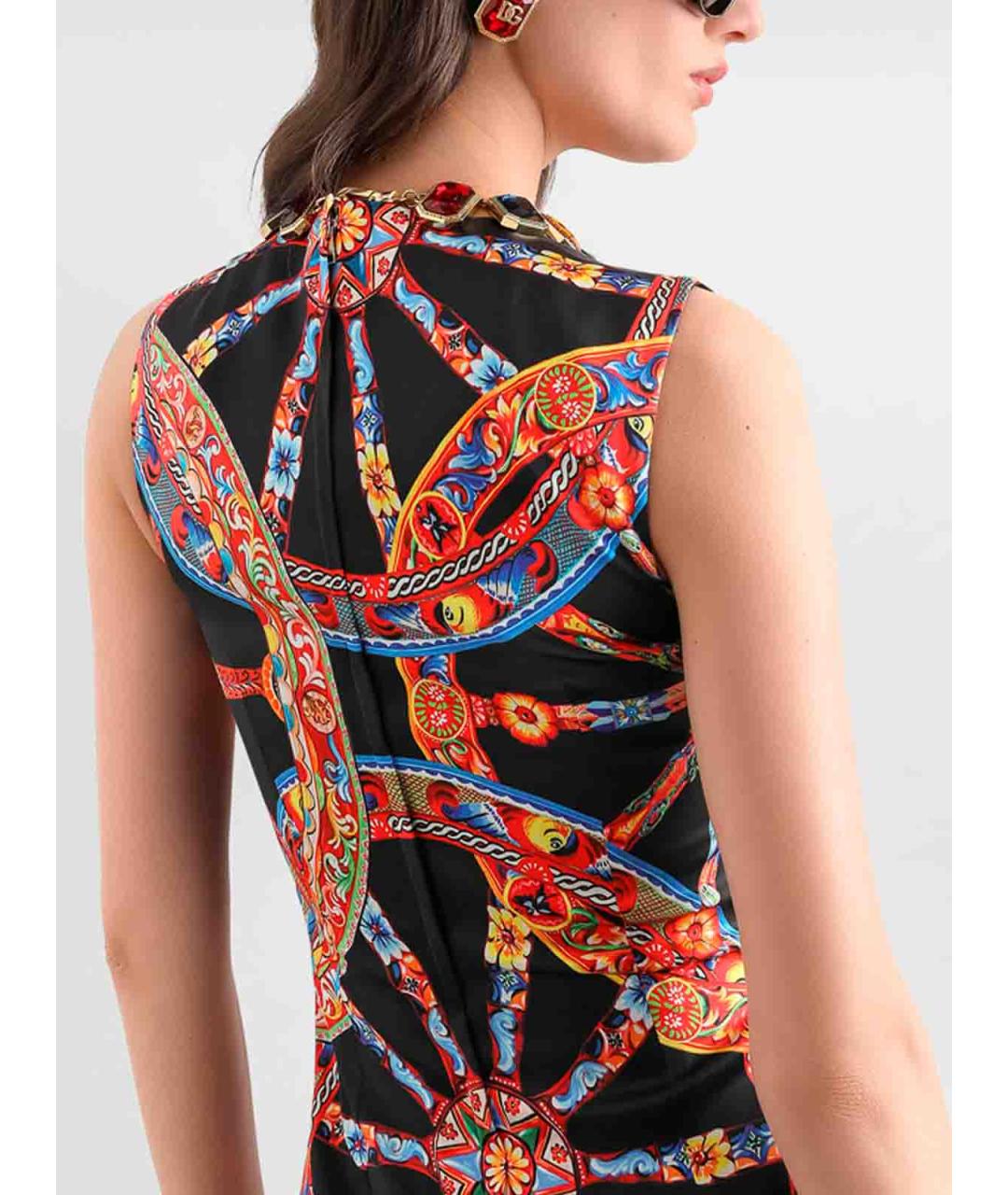 DOLCE&GABBANA Черное шелковое повседневное платье, фото 6