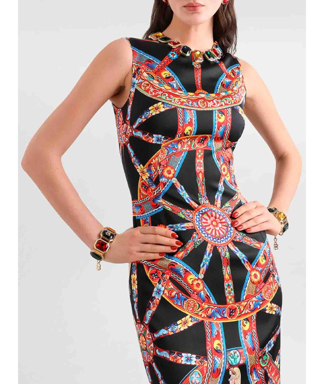 DOLCE&GABBANA Черное шелковое повседневное платье, фото 5