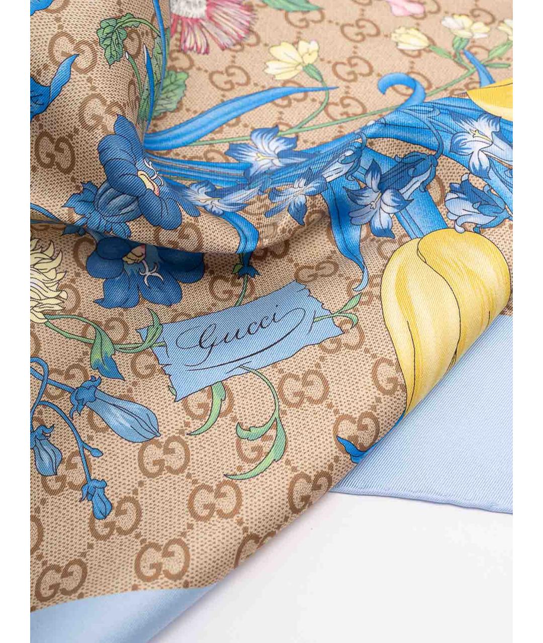 GUCCI Синий шелковый платок, фото 3