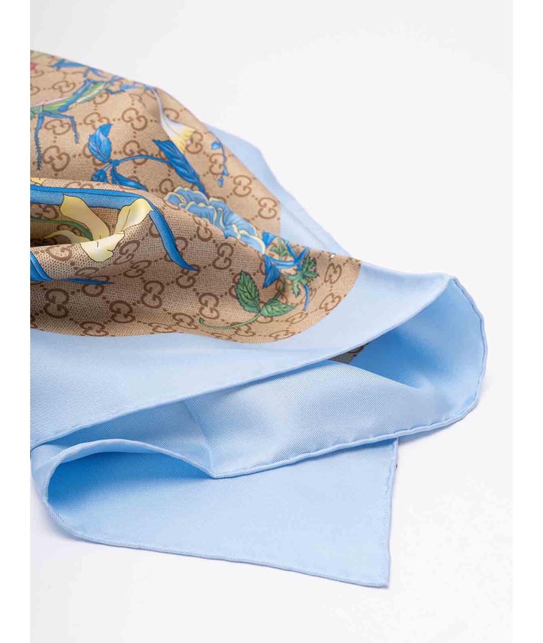 GUCCI Синий шелковый платок, фото 2