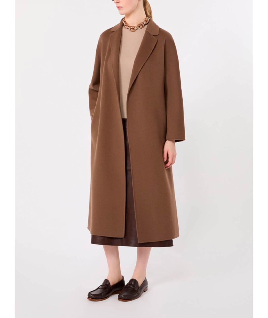 MAX MARA Коричневое шерстяное пальто, фото 3