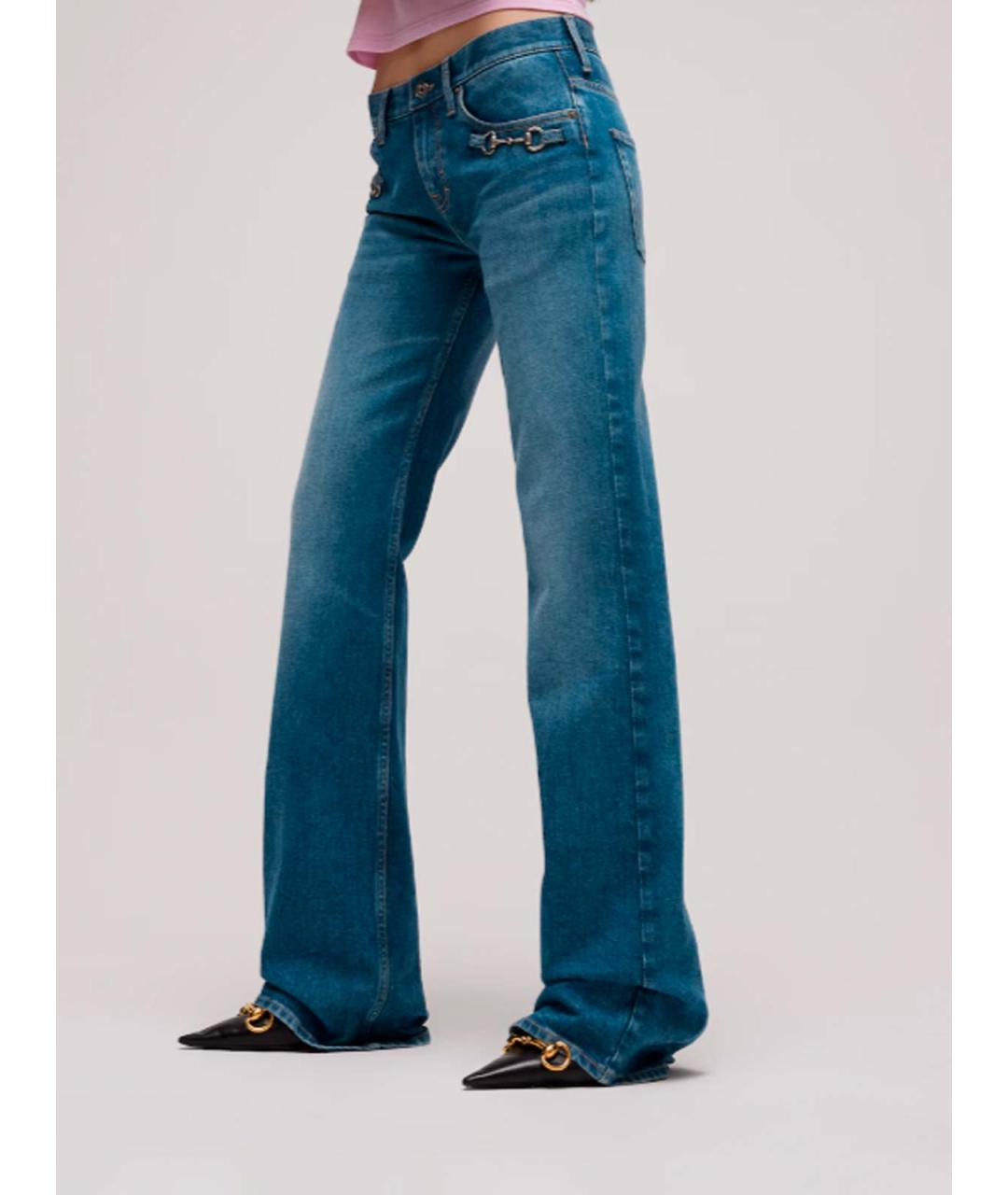 GUCCI Синие хлопковые джинсы клеш, фото 5