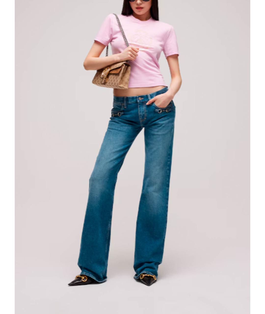 GUCCI Синие хлопковые джинсы клеш, фото 3